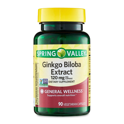 Spring Valley Ginkgo Biloba Extract General Wellness Dietary Supplement, 120 mg, 90 Count