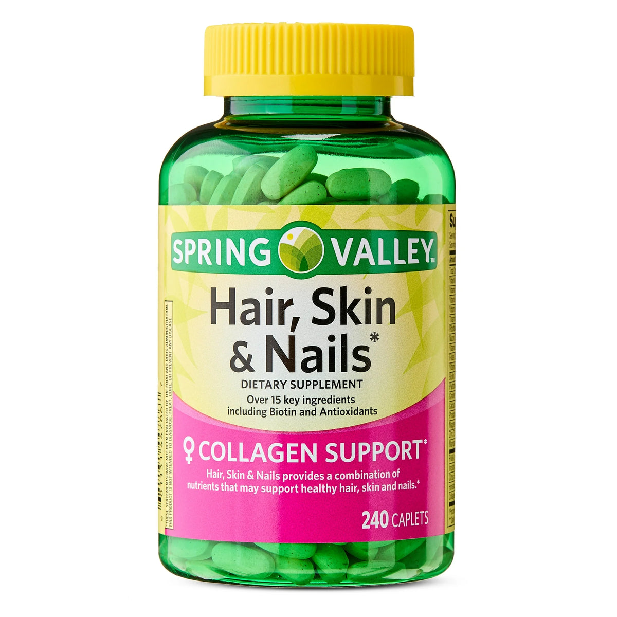 Spring Valley Hair, Skin & Nails Caplets Dietary Supplement, 240 Count