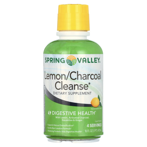 Spring Valley Lemon/Charcoal Cleanse Liquid Supplement – 16 fl oz, 4 Servings