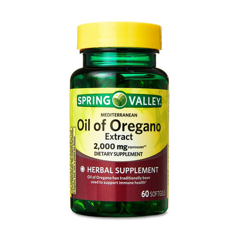 Spring Valley Mediterranean Oil of Oregano Extract Herbal Supplement Softgels, 2,000 mg, 60 Count