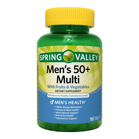 Spring Valley Men's 50+ Multi Tablets, 150 Count – Daily Multivitamin for Men Over 50