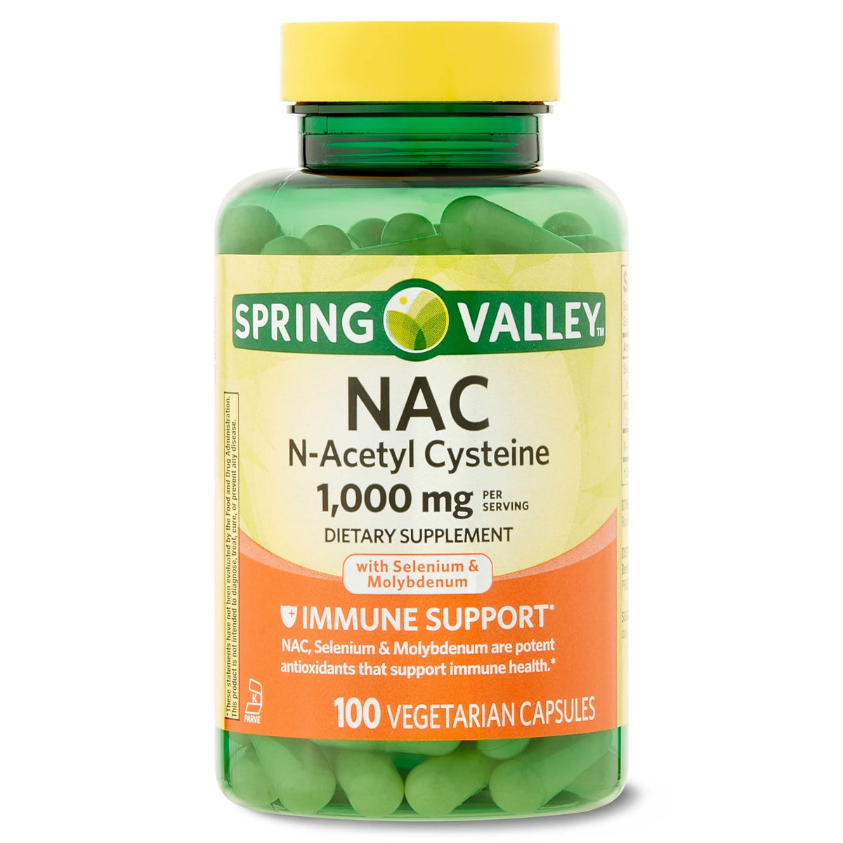 Spring Valley NAC, 1,000 mg Vegetarian Capsules, 100 Count – Immune Support Supplement