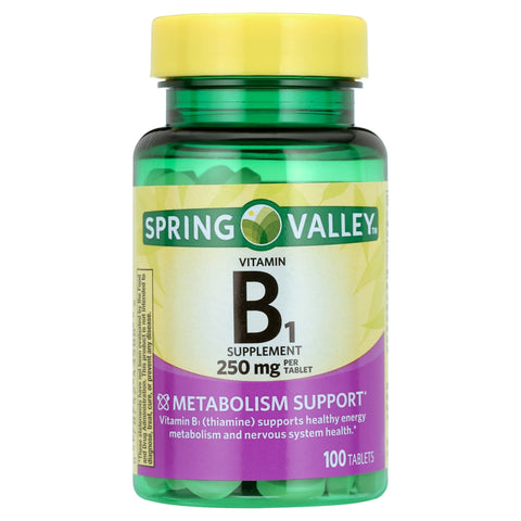 Spring Valley Vitamin B1 Tablets Dietary Supplement, 250 mg, 100 Count