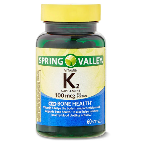 Spring Valley Vitamin K2 Supplement, 100 mcg, 60 Softgel Capsules