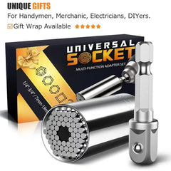 Super Universal Socket Tools Gifts for Men,Christmas Stocking Stuffers for Men Grip Socket Set with Power Drill Adapter(7-19mm)Cool Stuff Ideas Gadgets for Men Birthday Gifts for Dad Women Husband Gra