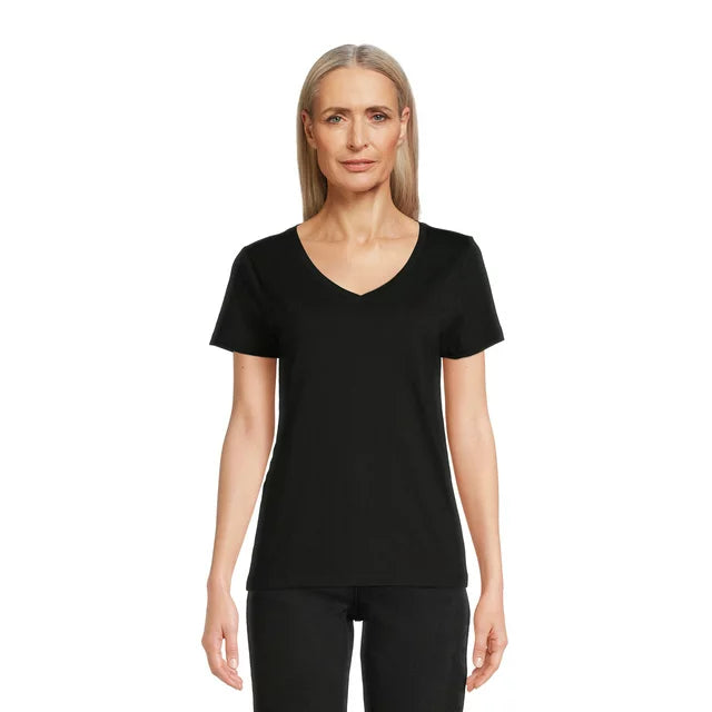 Time and Tru Women's Cotton V-Neck T-Shirt