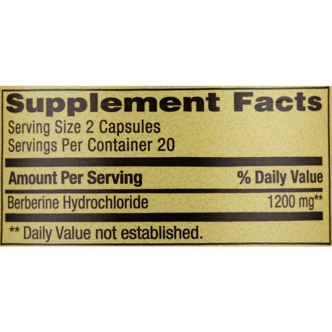 Spring Valley Berberine Metabolism Support Supplement, 1200 mg, 40 Vegetarian Capsules, 20-Day Supply
