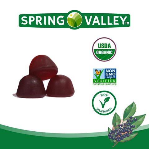 Spring Valley Adult Elderberry Gummies, 50mg, 120 Count – Immune Support, Non-GMO, Vegetarian