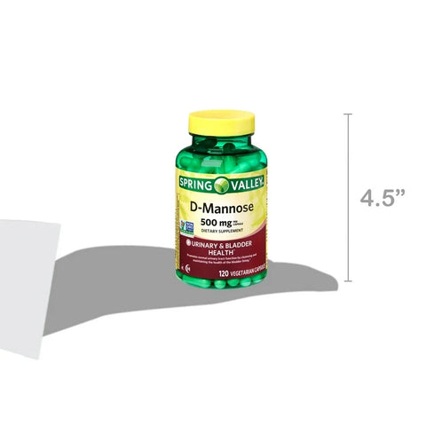 Spring Valley D-Mannose 500 mg, 120 Veg Capsules – Urinary and Bladder Health Support
