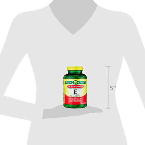 Spring Valley Extra Strength Water Dispersible Vitamin E Softgels, 450 mg (1,000 IU), 100 Count