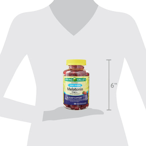 Spring Valley Zero Sugar Melatonin Sleep Support Gummies, 5 mg, 120 Count - Vegetarian & Sugar-Free