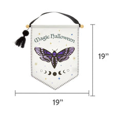 Halloween Purple & White Printed Fabric Banner Wall Decor, 14 in x 16 in