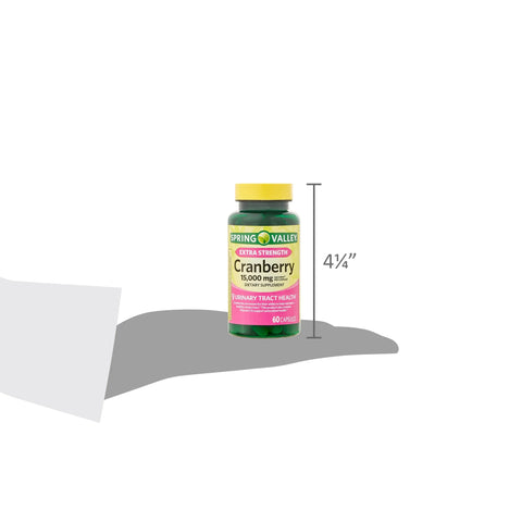 Spring Valley Extra Strength Cranberry Dietary Supplement Capsules, 15,000mg Equivalent, 60 Count