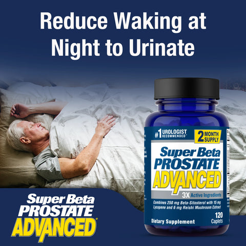 Super Beta Prostate Advanced Male Supplement with Beta-Sitosterol – 120 Caplets, 60 Servings
