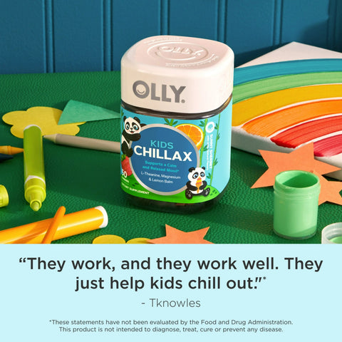 OLLY Kids Chillax Gummy Supplement, Magnesium, L-Theanine, Sherbet Flavor, 50 Ct