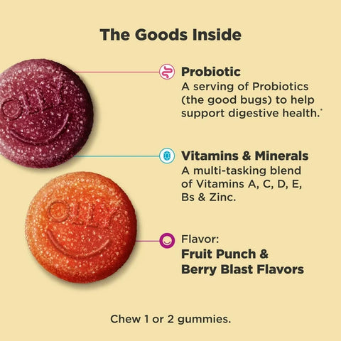 OLLY Kids Multivitamin & Probiotic Gummy, Berry Flavor, 100 Count