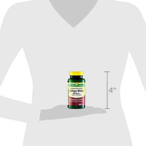 Spring Valley Standardized Extract Ginkgo Biloba Tablets, 60 mg, 240 Count