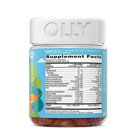 OLLY Kids Multivitamin & Probiotic Gummy, Berry Flavor, 100 Count