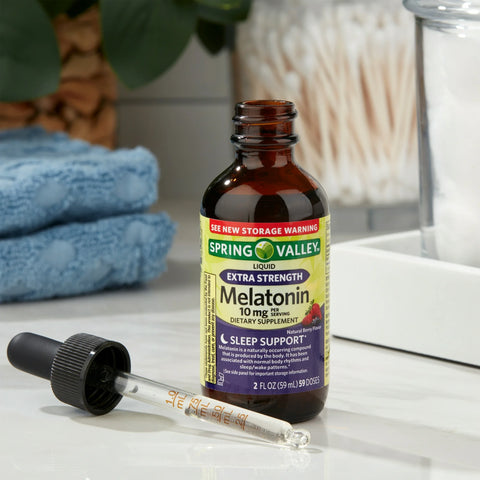 Spring Valley Liquid Melatonin 10mg, 2 fl oz – Sleep Support, Gluten-Free, Kosher, No Artificial Colors or Flavors