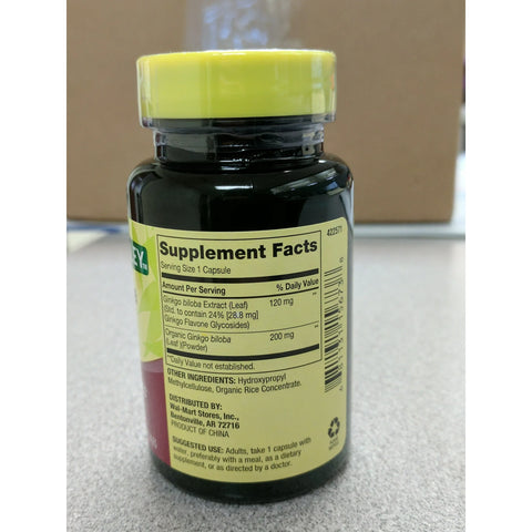 Spring Valley Ginkgo Biloba Extract General Wellness Dietary Supplement, 120 mg, 90 Count