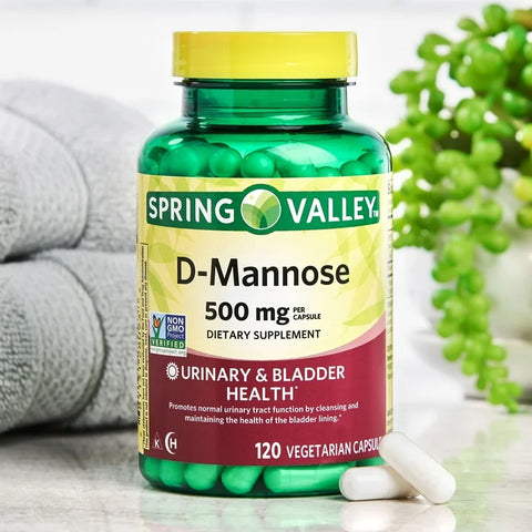 Spring Valley D-Mannose 500 mg, 120 Veg Capsules – Urinary and Bladder Health Support