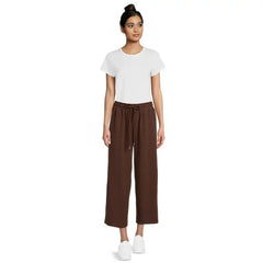 Time and Tru Women's Super Soft Hacci Cropped Wide-Leg Pants, 24” Inseam, 2-Pack