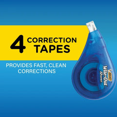 BIC Wite-Out EZ Correct Correction Tape, White, 4 Count