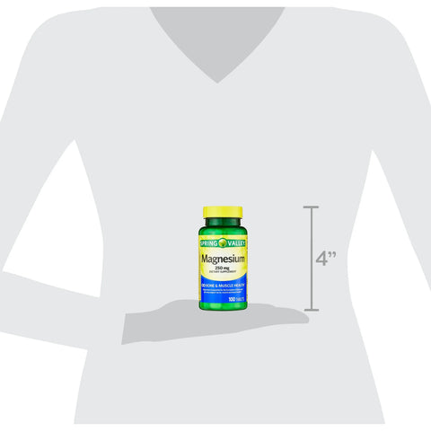 Spring Valley Magnesium Bone & Muscle Health Dietary Supplement Tablets, 250 mg, 100 Count