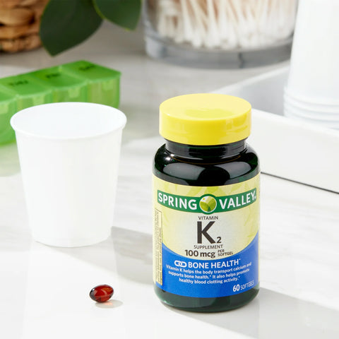 Spring Valley Vitamin K2 Supplement, 100 mcg, 60 Softgel Capsules